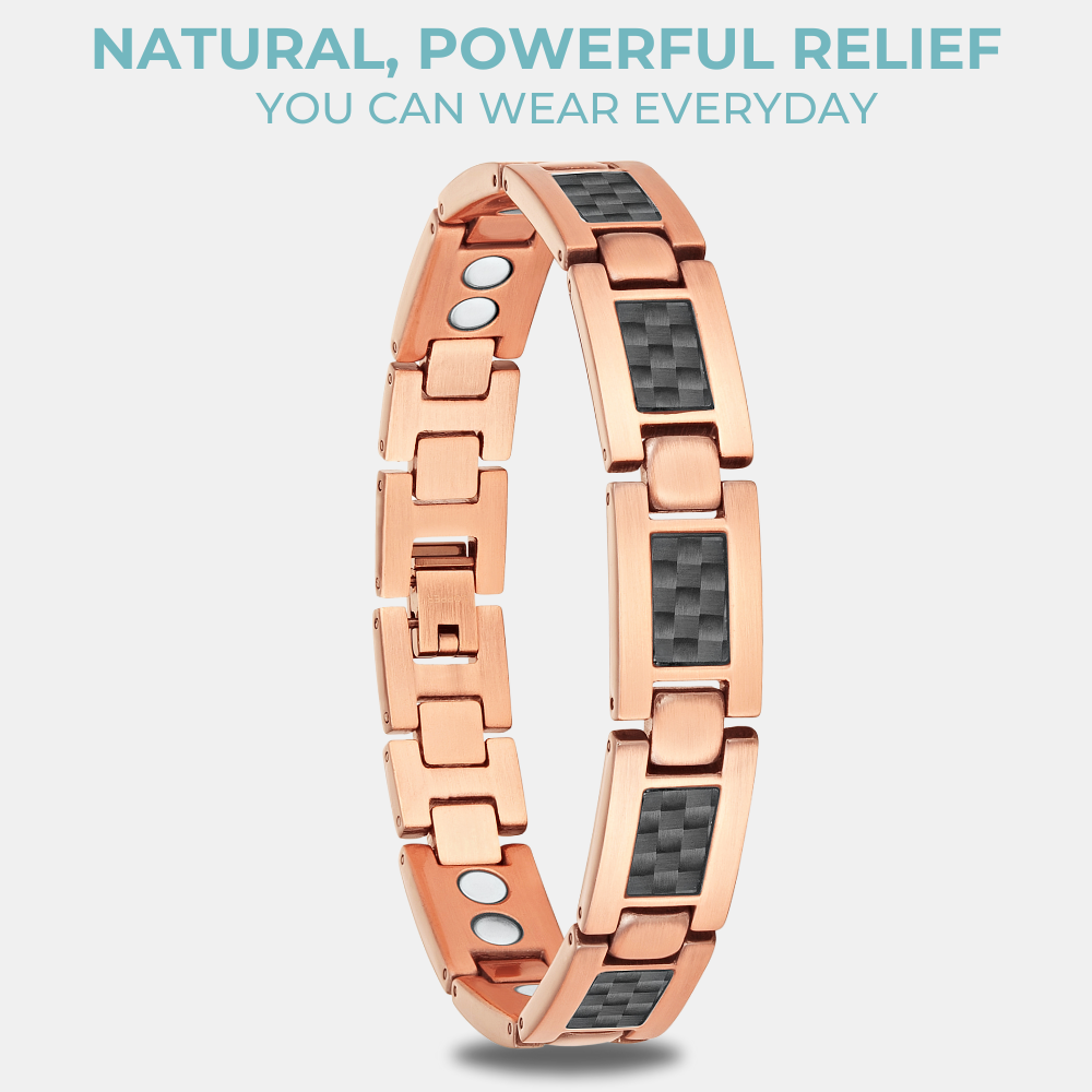Men’s Copper Magnetic Bracelet with Black Carbon Fibre – Stylish Gift for Pain Relief