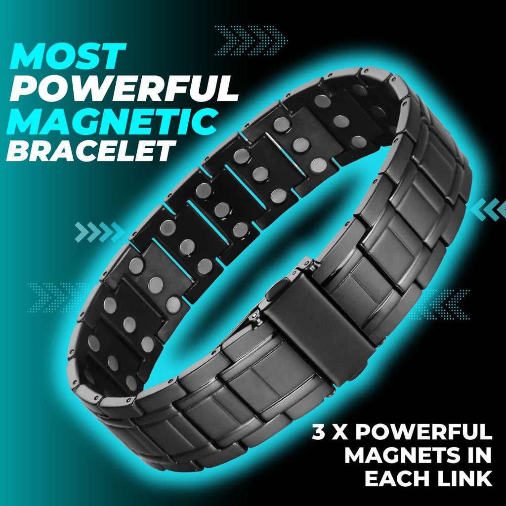 Mens Titanium Magnetic Bracelet TRIPLE Power - Black