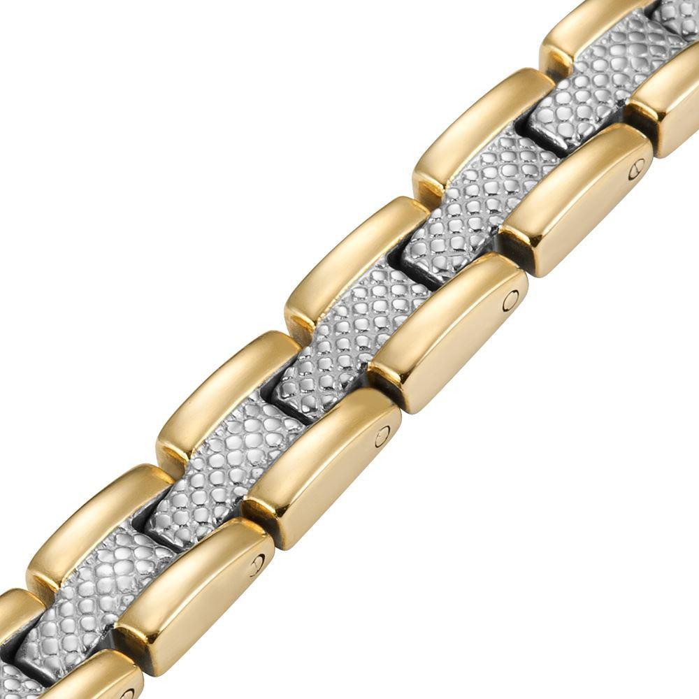 Ladies Two Tone Titanium Magnetic Bracelet